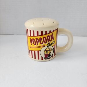 MSRF INC Ceramic Popcorn Salt Shaker Vintage Design Red Stripes Wide Handle READ